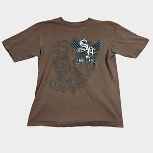 Southpole Shirt Mens Large Brown Y2K Vintage Ride 4 Life Graphic Tee Streetwear